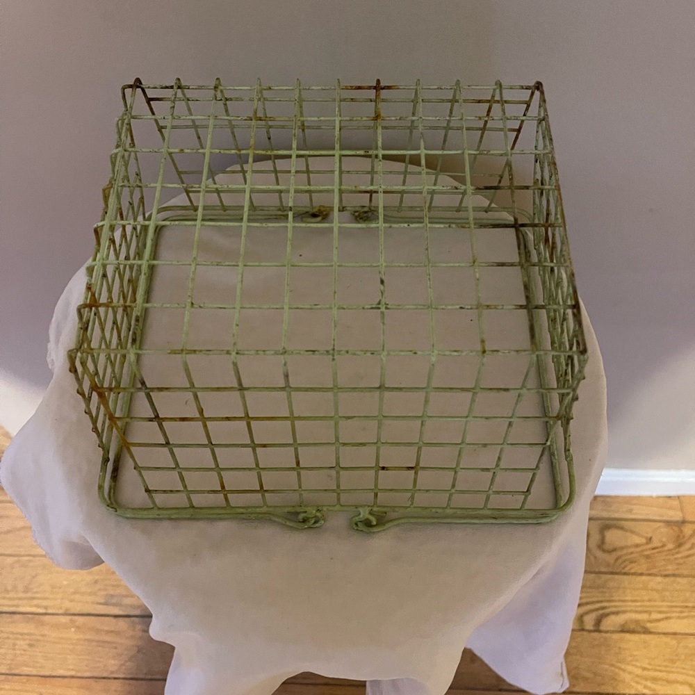 Wire Farm Egg Basket Vintage Storage Handles Rare Old Shopping Metal Oyster - Picture 6 of 7
